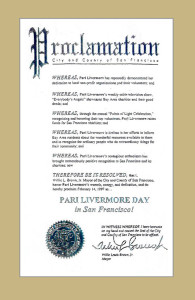 City of San Francisco Pari Livermore Day Proclamation