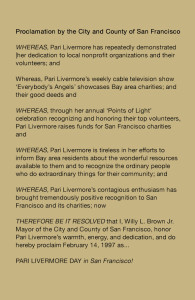 Text from San Francisco's Pari Livermore Day Proclamation